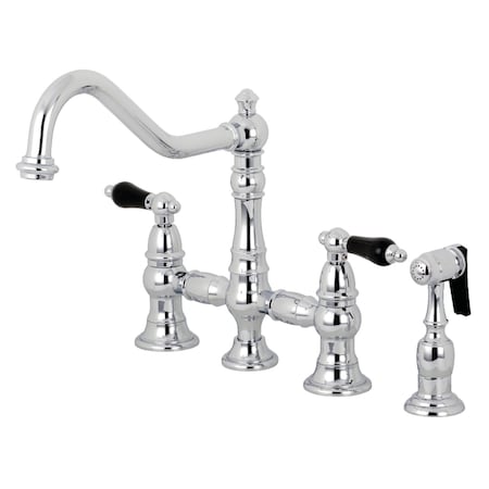 Kingston Brass KS3271PKLBS Duchess Bridge Kitchen Faucet W/ Brass Sprayer, Chrome KS3271PKLBS